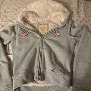 Vintage Hollister zip up fur hoodie